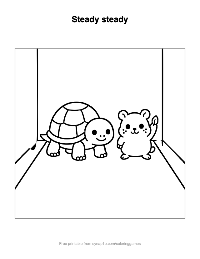 Steady steady — free printable pets coloring page