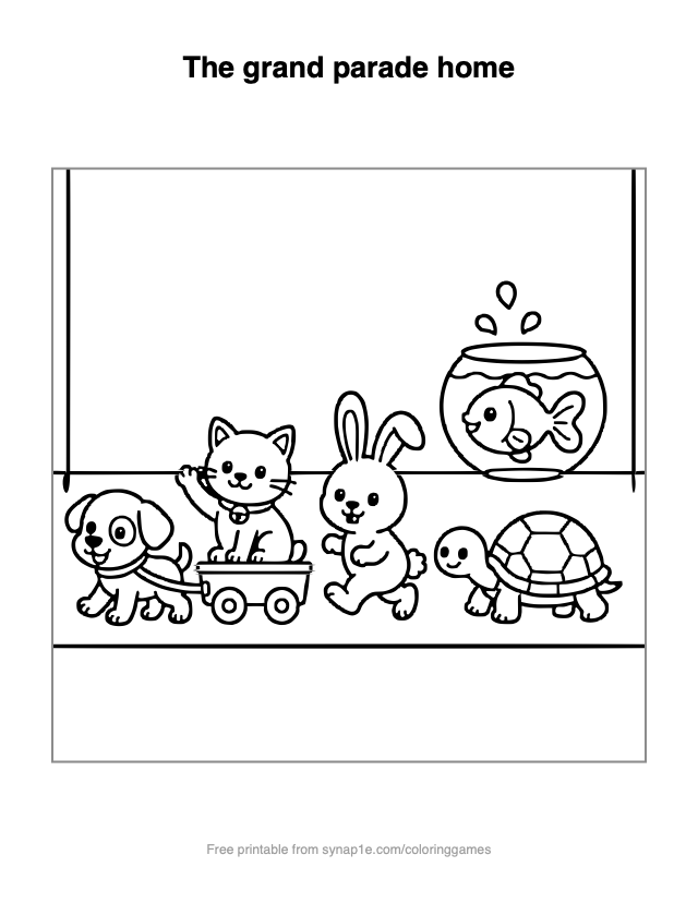 The grand parade home — free printable pets coloring page