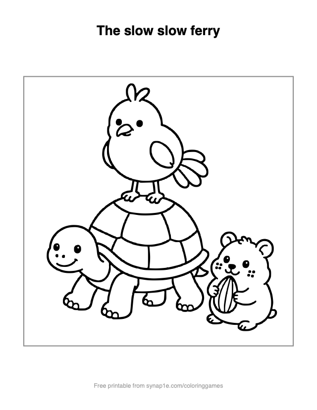 The slow slow ferry — free printable pets coloring page