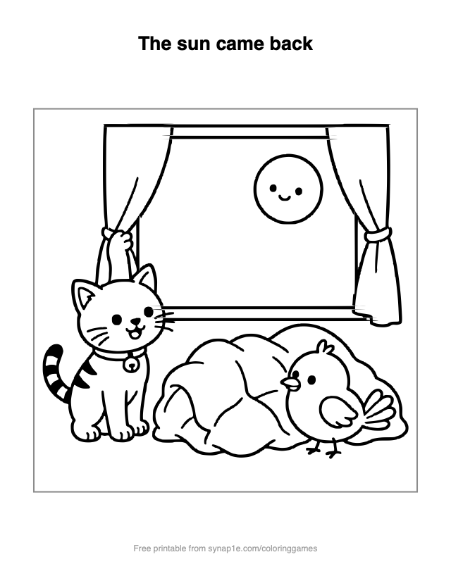 The sun came back — free printable pets coloring page