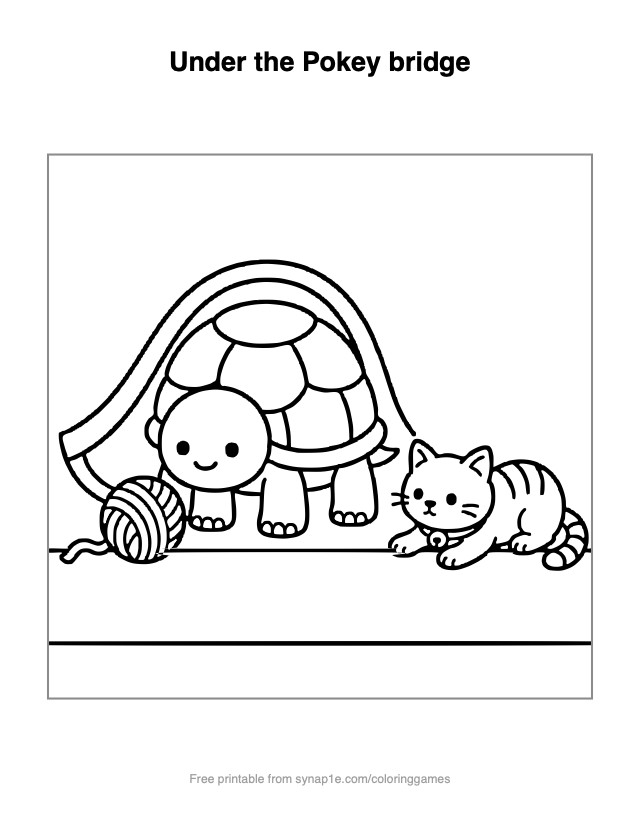 Under the Pokey bridge — free printable pets coloring page