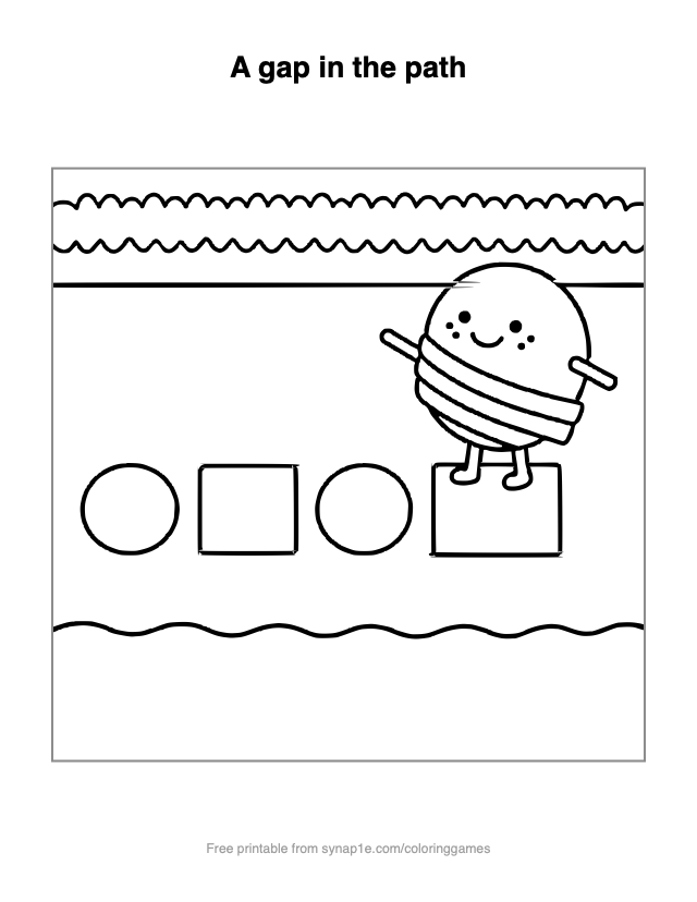 A gap in the path — free printable shapes coloring page