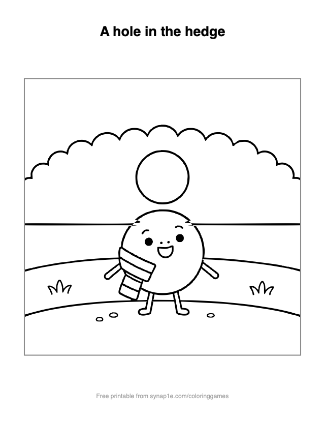 A hole in the hedge — free printable shapes coloring page