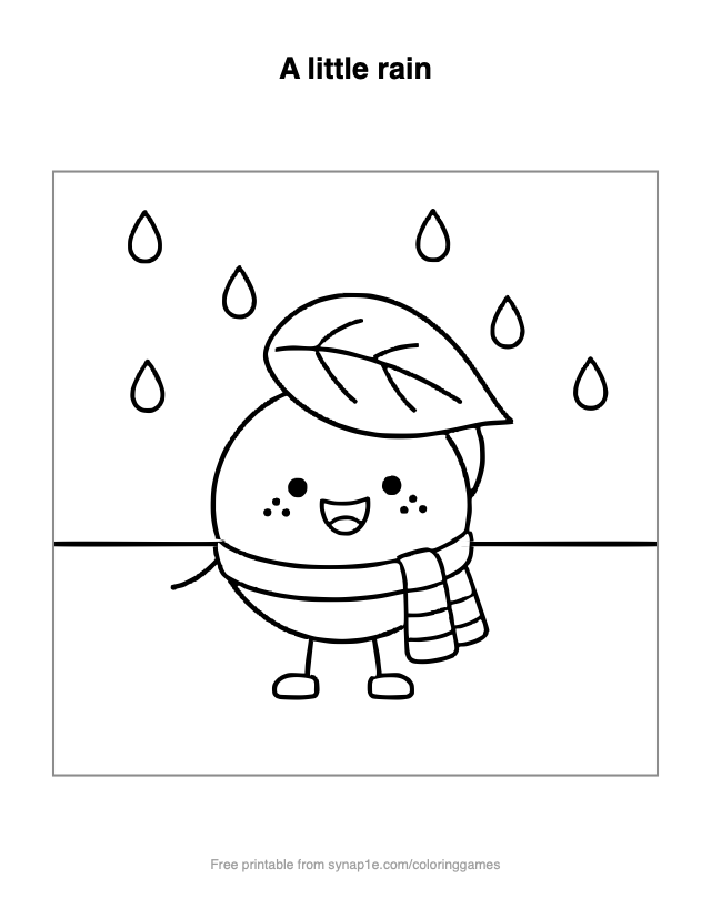 A little rain — free printable shapes coloring page