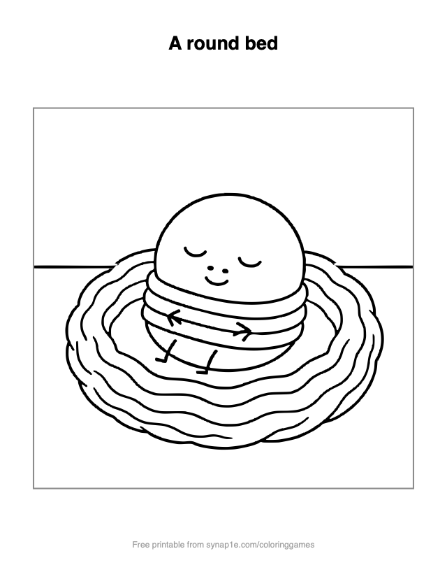A round bed — free printable shapes coloring page