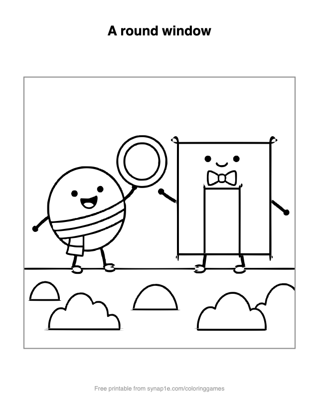 A round window — free printable shapes coloring page