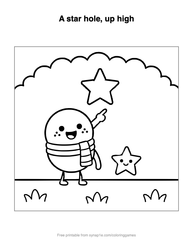 A star hole, up high — free printable shapes coloring page