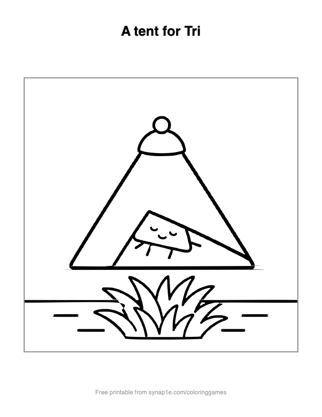 A tent for Tri — free printable shapes coloring page