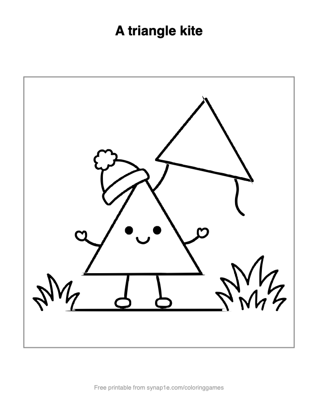 A triangle kite — free printable shapes coloring page