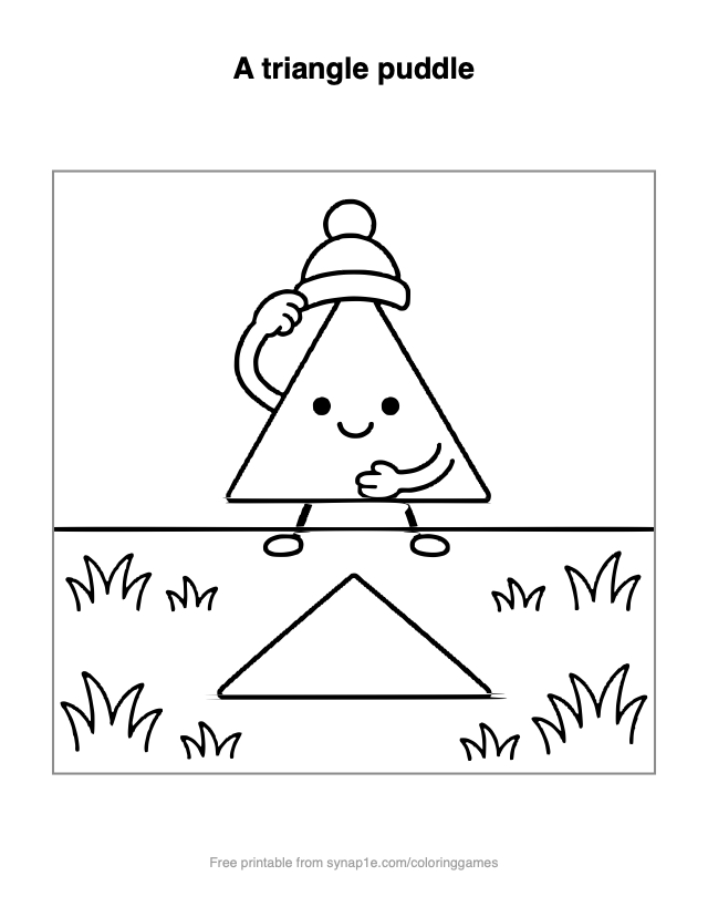 A triangle puddle — free printable shapes coloring page