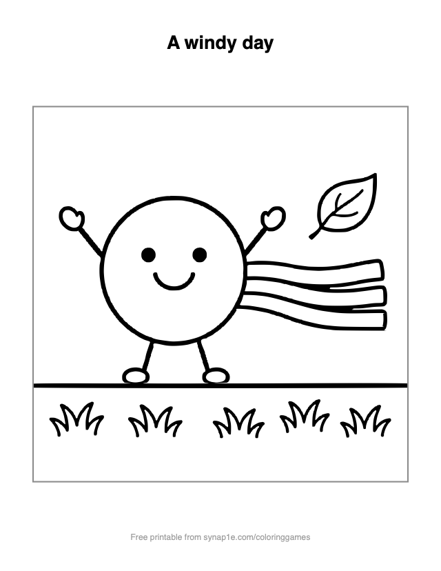 A windy day — free printable shapes coloring page