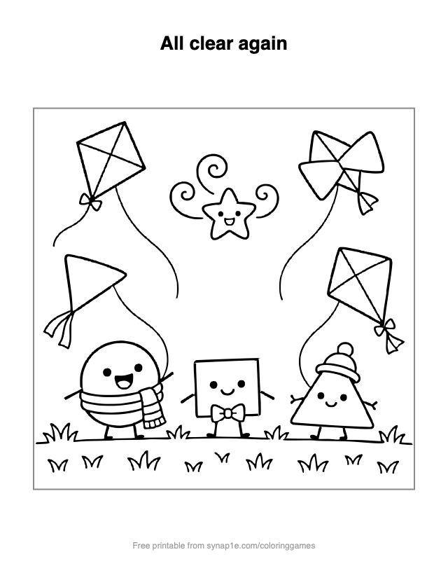 All clear again — free printable shapes coloring page