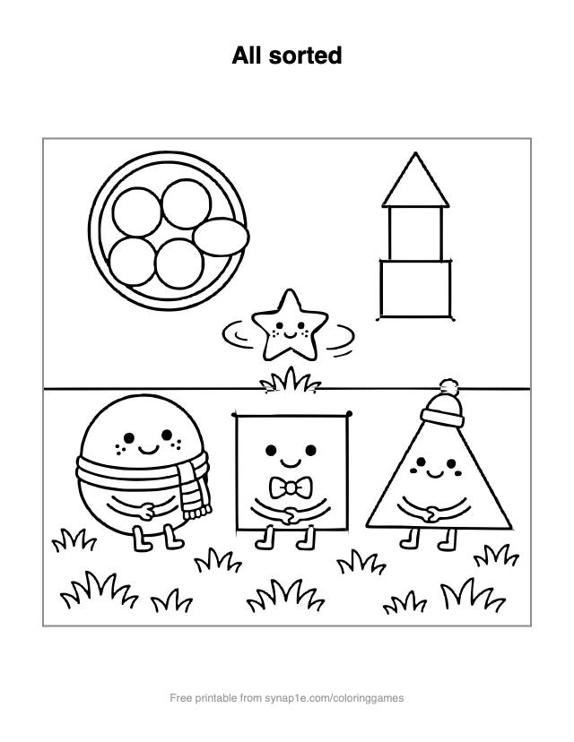 All sorted — free printable shapes coloring page
