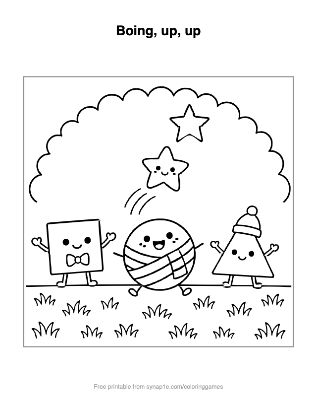 Boing, up, up — free printable shapes coloring page