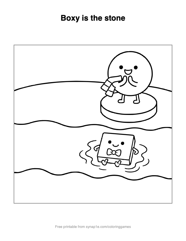 Boxy is the stone — free printable shapes coloring page