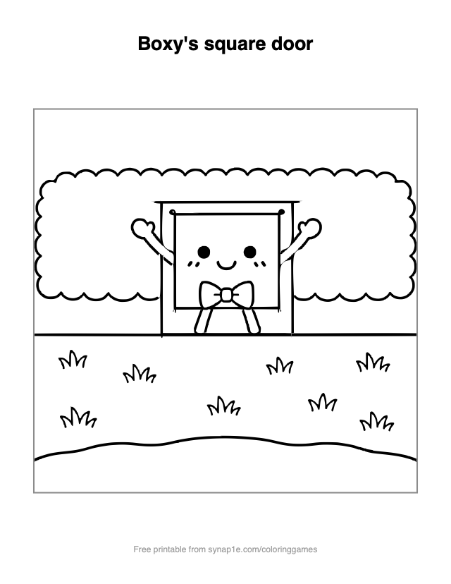 Boxy's square door — free printable shapes coloring page