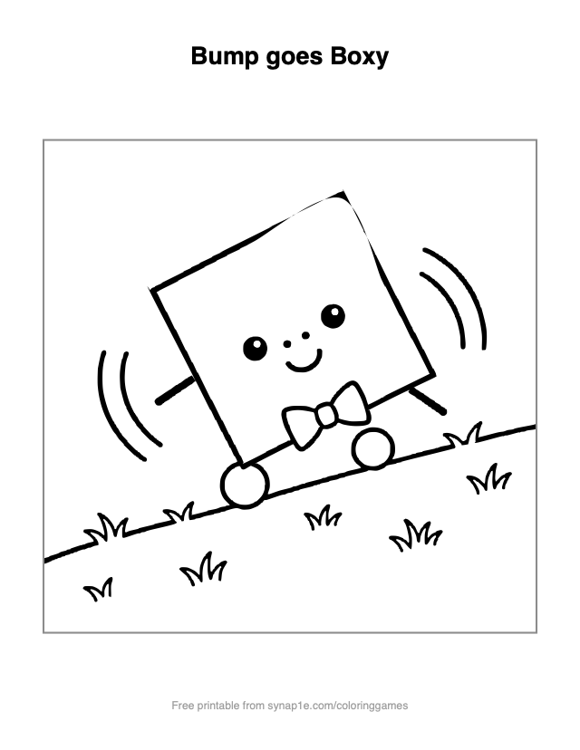 Bump goes Boxy — free printable shapes coloring page