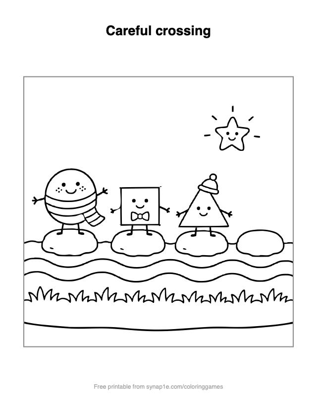 Careful crossing — free printable shapes coloring page