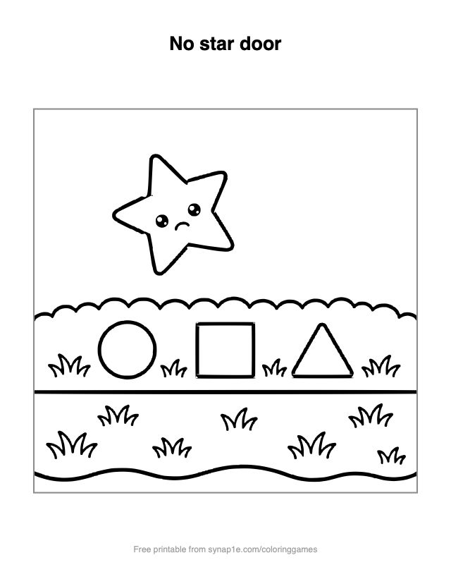No star door — free printable shapes coloring page