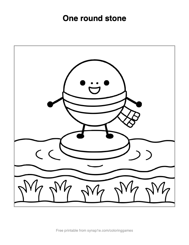 One round stone — free printable shapes coloring page
