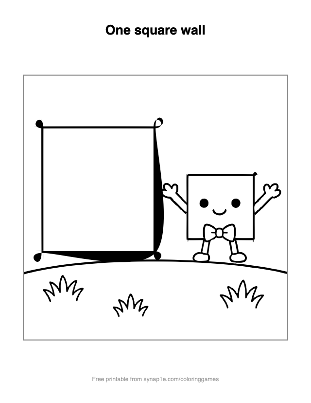 One square wall — free printable shapes coloring page