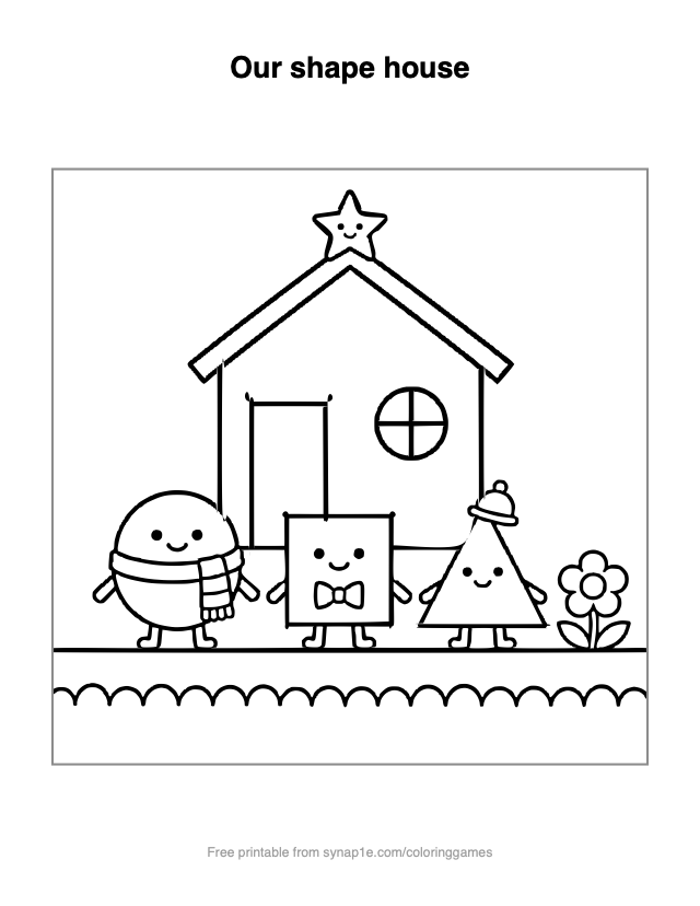 Our shape house — free printable shapes coloring page