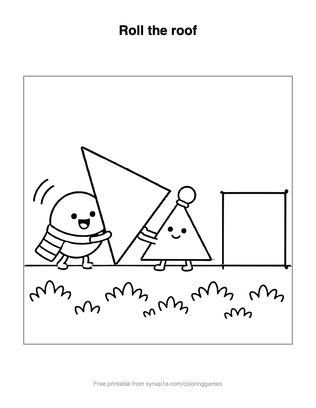 Roll the roof — free printable shapes coloring page
