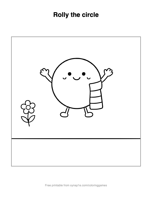 Shapes coloring page: Rolly the circle