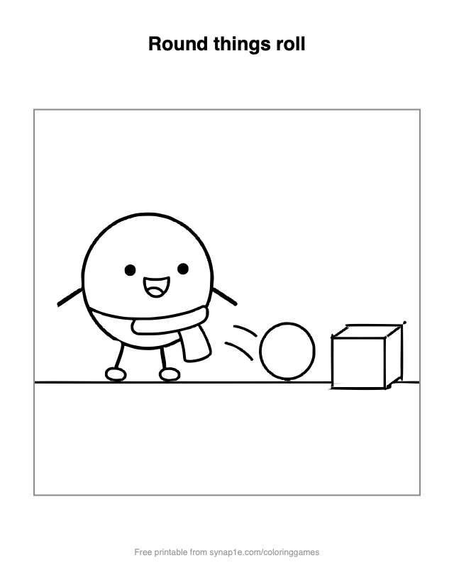 Round things roll — free printable shapes coloring page