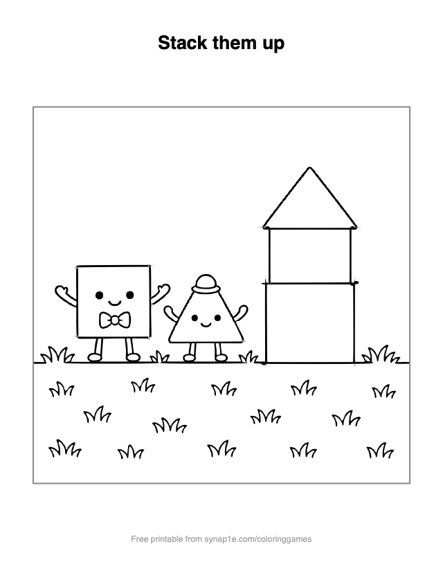 Stack them up — free printable shapes coloring page