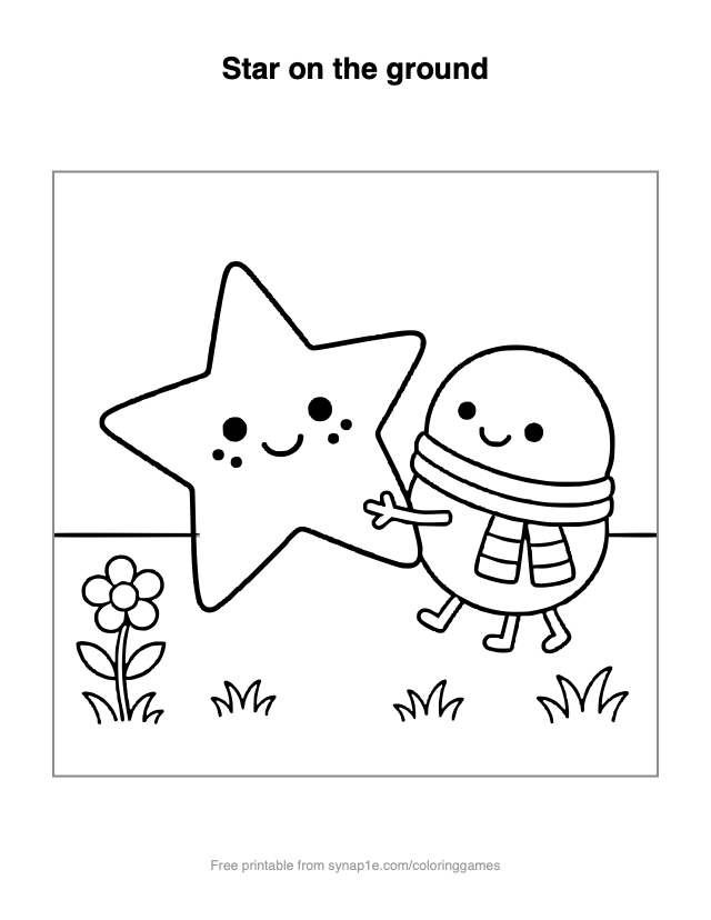 Star on the ground — free printable shapes coloring page