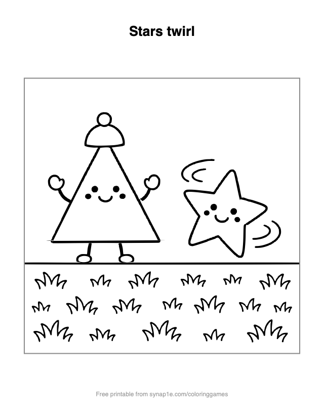 Stars twirl — free printable shapes coloring page
