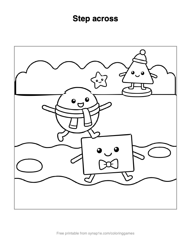 Step across — free printable shapes coloring page