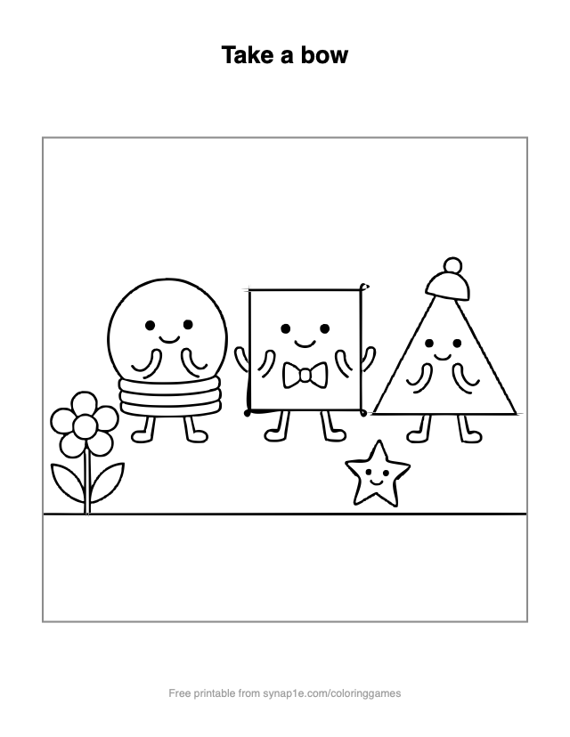 Take a bow — free printable shapes coloring page