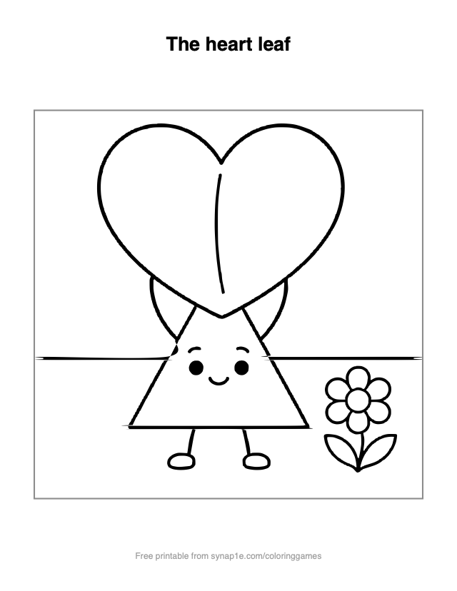 The heart leaf — free printable shapes coloring page