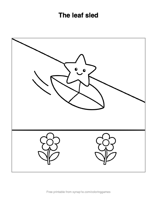 The leaf sled — free printable shapes coloring page