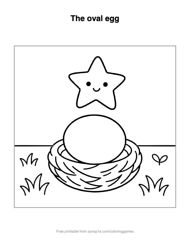The oval egg — free printable shapes coloring page