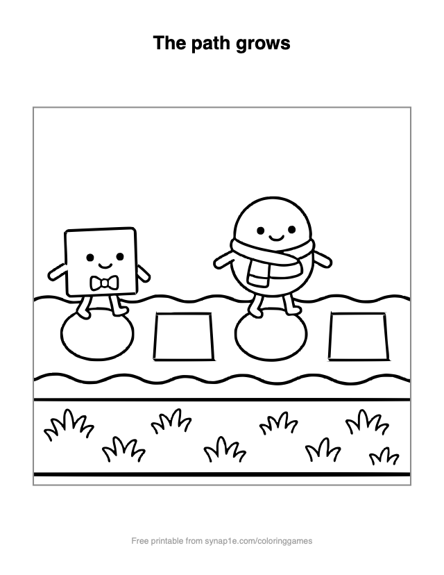 The path grows — free printable shapes coloring page