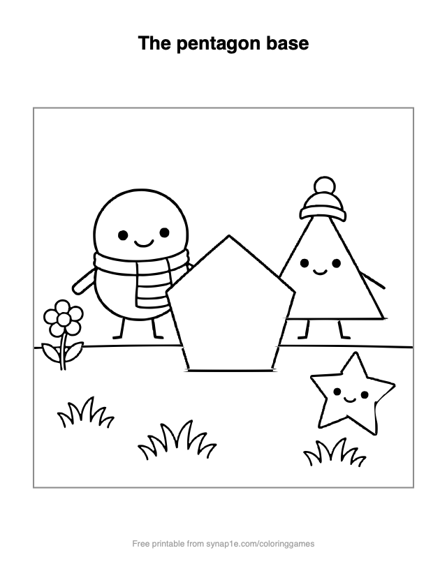 The pentagon base — free printable shapes coloring page