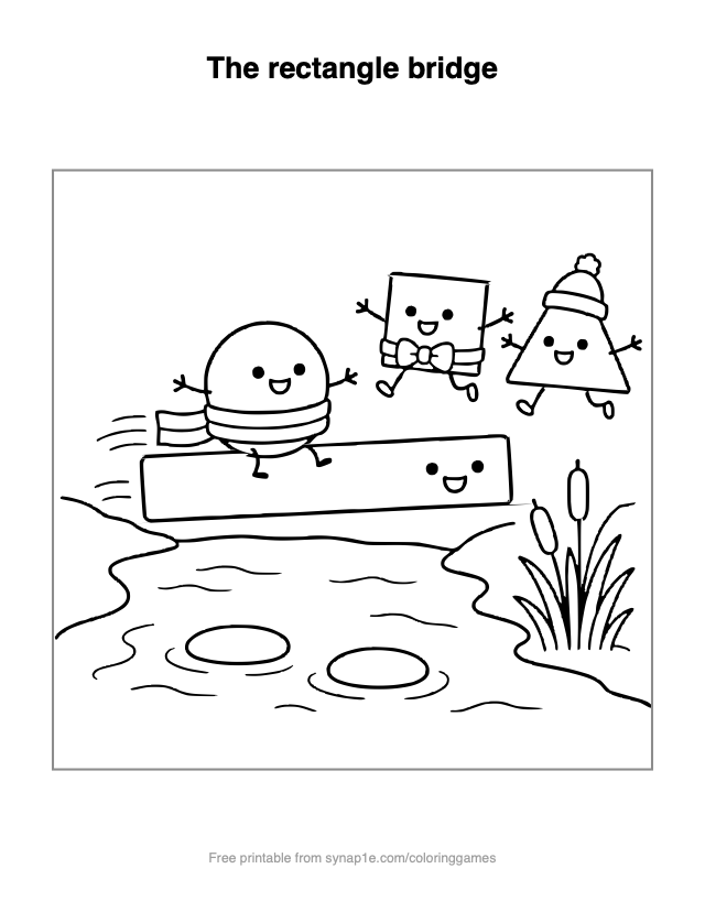 The rectangle bridge — free printable shapes coloring page