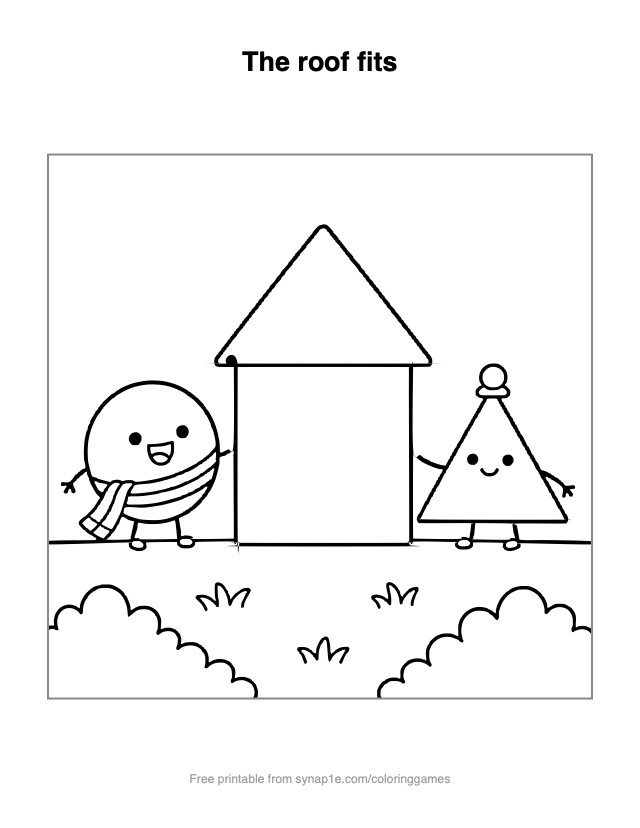 The roof fits — free printable shapes coloring page