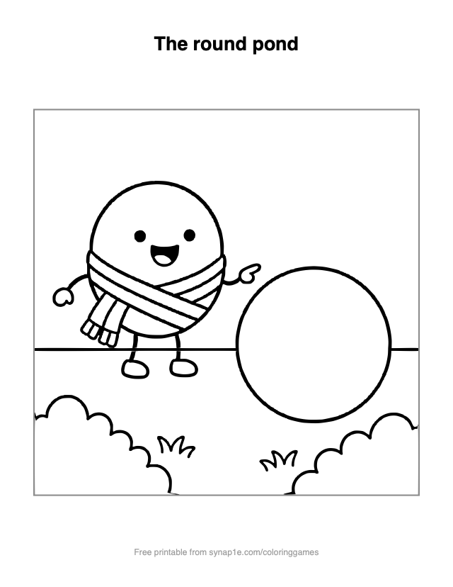 The round pond — free printable shapes coloring page