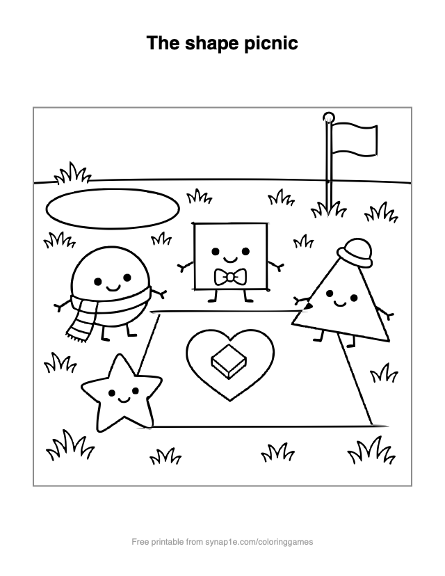 The shape picnic — free printable shapes coloring page