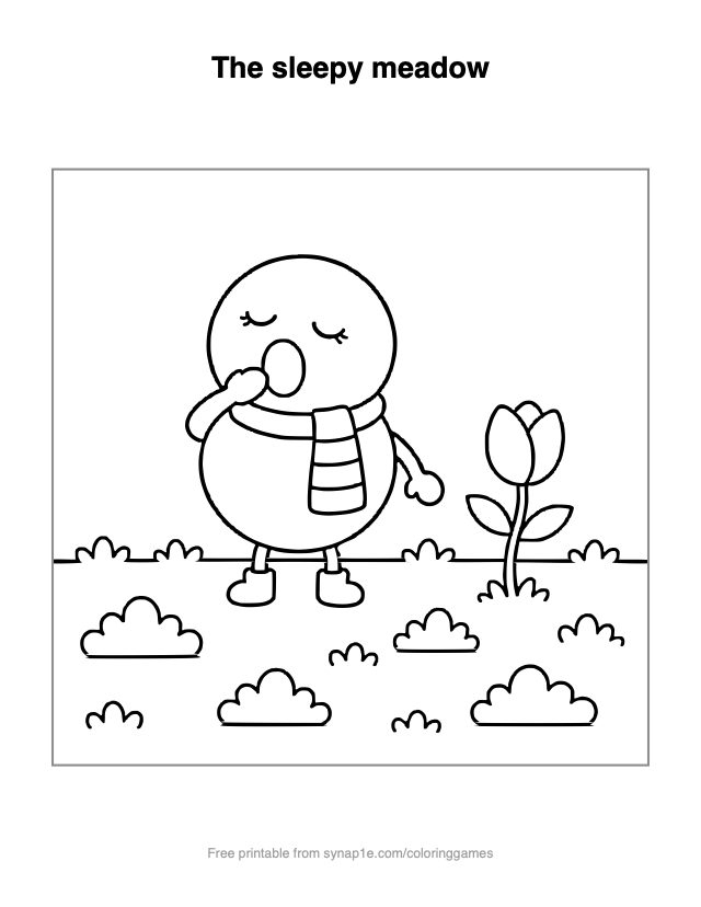 The sleepy meadow — free printable shapes coloring page