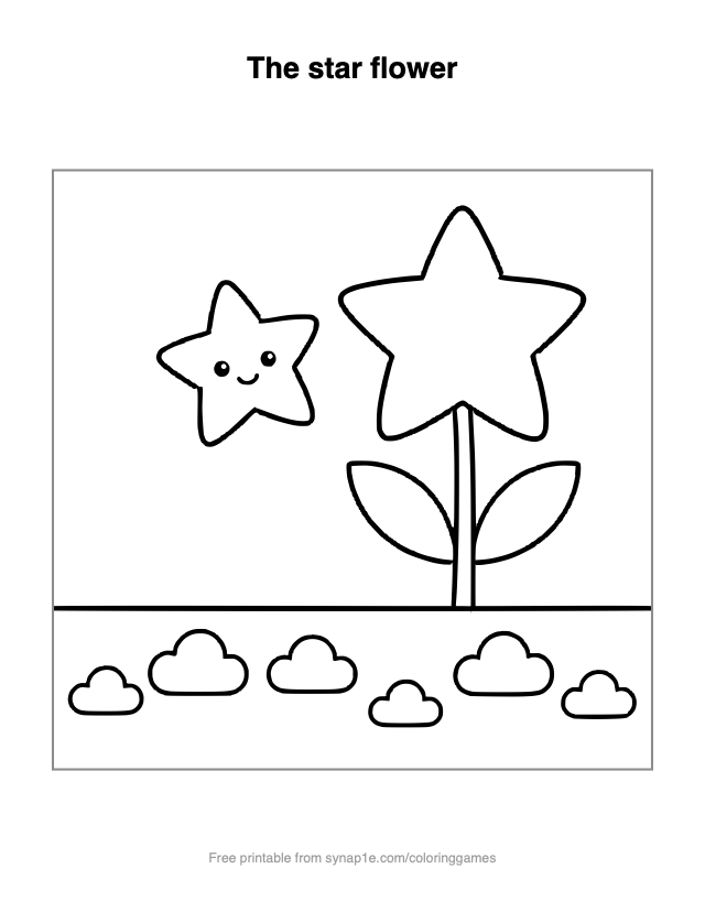 The star flower — free printable shapes coloring page