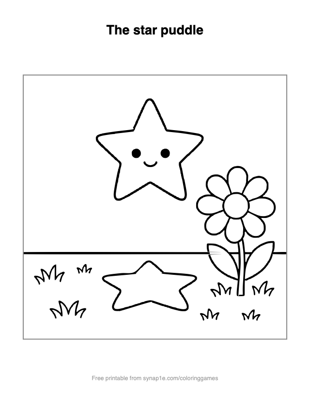 The star puddle — free printable shapes coloring page