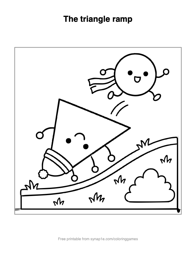 The triangle ramp — free printable shapes coloring page