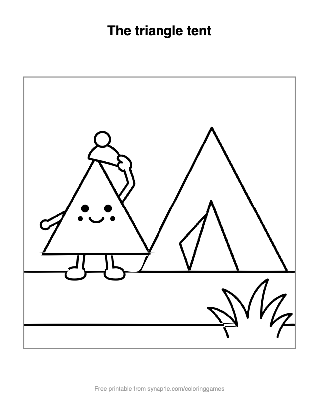 The triangle tent — free printable shapes coloring page