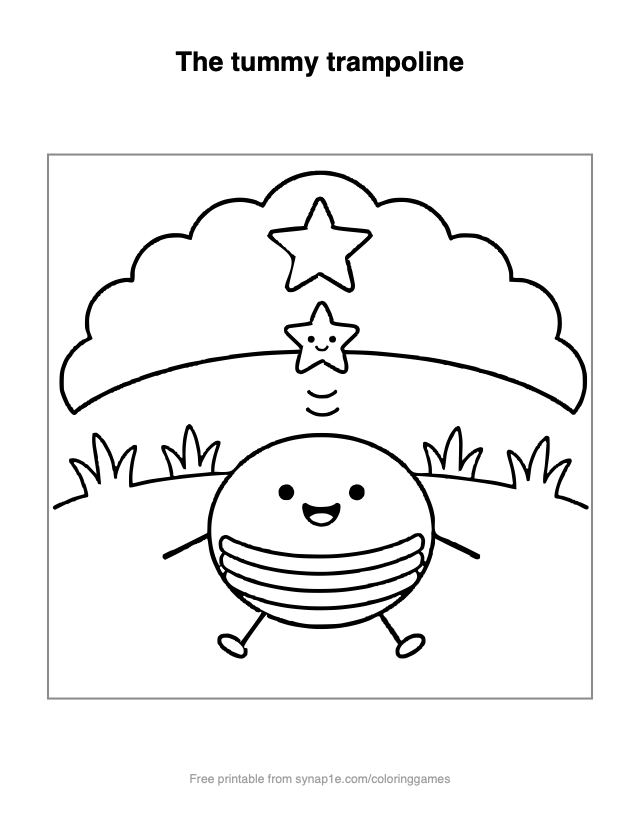 The tummy trampoline — free printable shapes coloring page