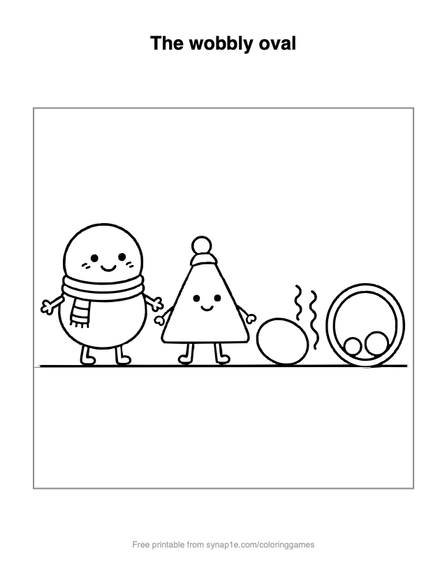 The wobbly oval — free printable shapes coloring page